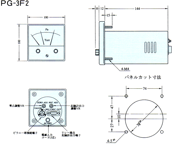 PG-3F2型 外観及び寸法図